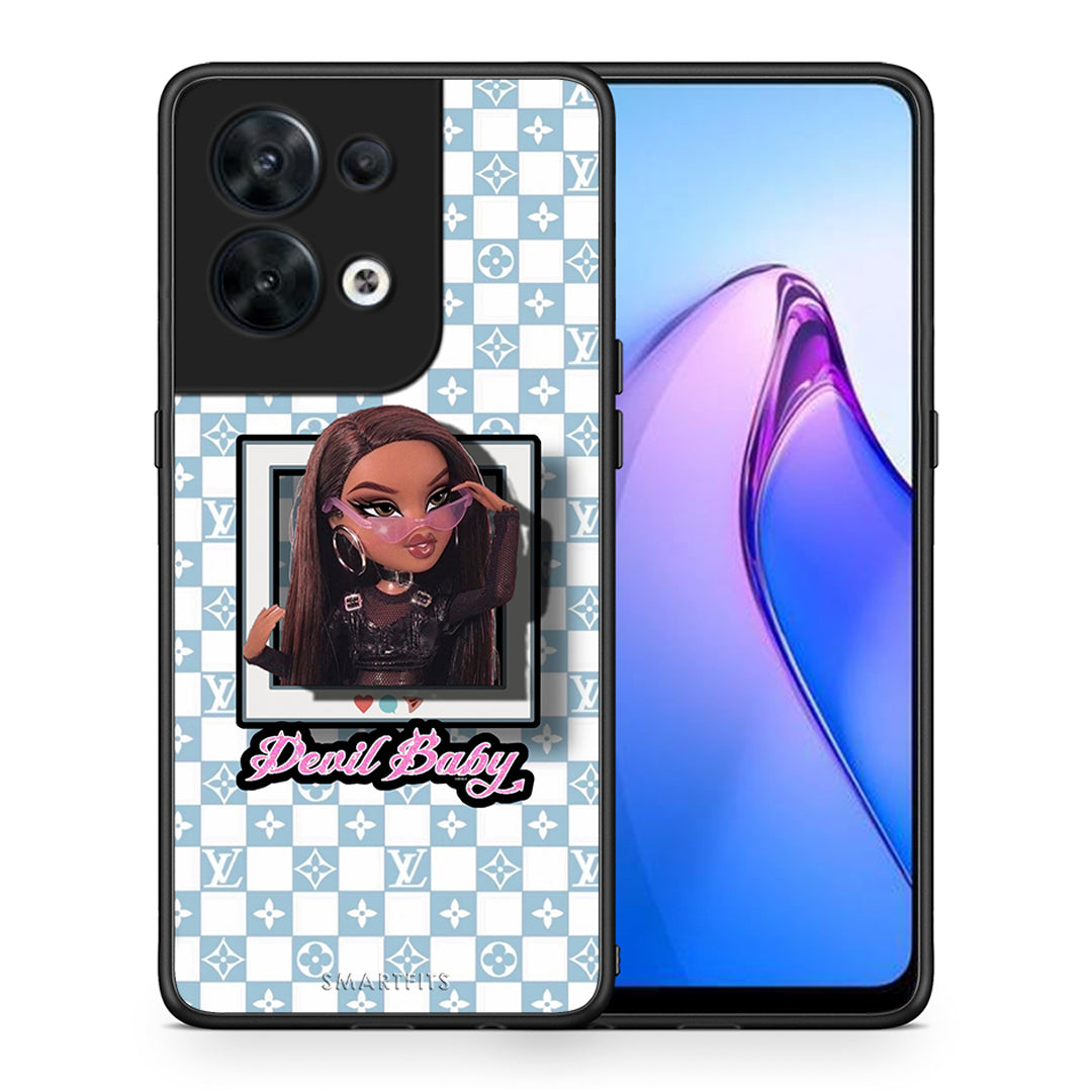 Θήκη Oppo Reno8 5G Devil Baby από τη Smartfits με σχέδιο στο πίσω μέρος και μαύρο περίβλημα | Oppo Reno8 5G Devil Baby Case with Colorful Back and Black Bezels