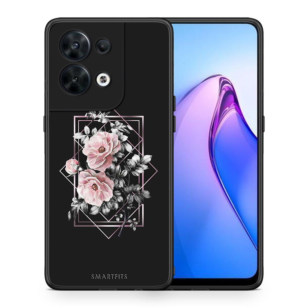 Θήκη Oppo Reno8 5G Flower Frame από τη Smartfits με σχέδιο στο πίσω μέρος και μαύρο περίβλημα | Oppo Reno8 5G Flower Frame Case with Colorful Back and Black Bezels