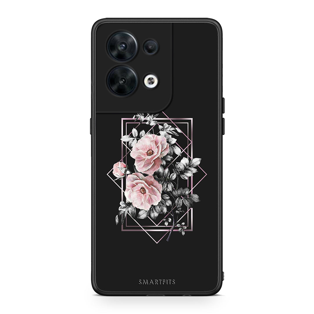 Θήκη Oppo Reno8 5G Flower Frame από τη Smartfits με σχέδιο στο πίσω μέρος και μαύρο περίβλημα | Oppo Reno8 5G Flower Frame Case with Colorful Back and Black Bezels