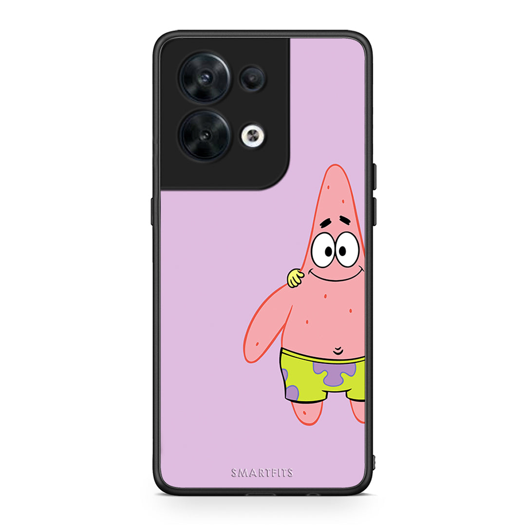 Θήκη Oppo Reno8 5G Friends Patrick από τη Smartfits με σχέδιο στο πίσω μέρος και μαύρο περίβλημα | Oppo Reno8 5G Friends Patrick Case with Colorful Back and Black Bezels