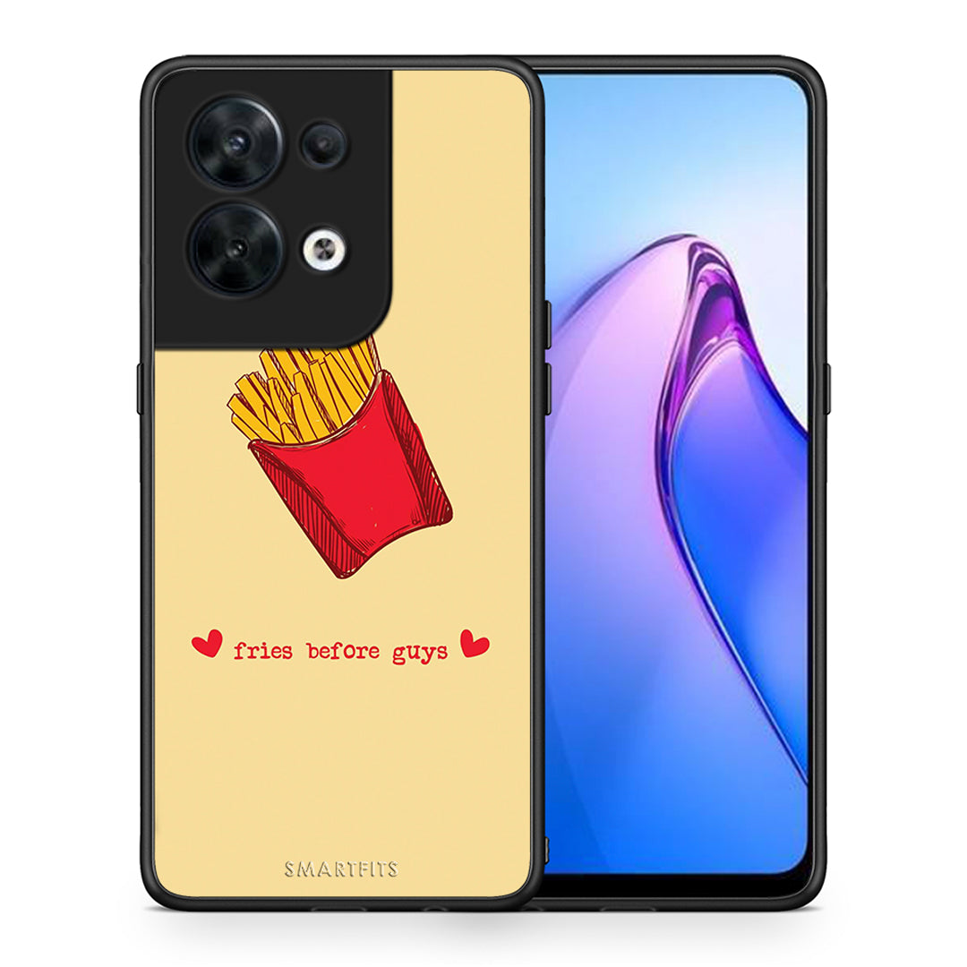 Θήκη Oppo Reno8 5G Fries Before Guys από τη Smartfits με σχέδιο στο πίσω μέρος και μαύρο περίβλημα | Oppo Reno8 5G Fries Before Guys Case with Colorful Back and Black Bezels