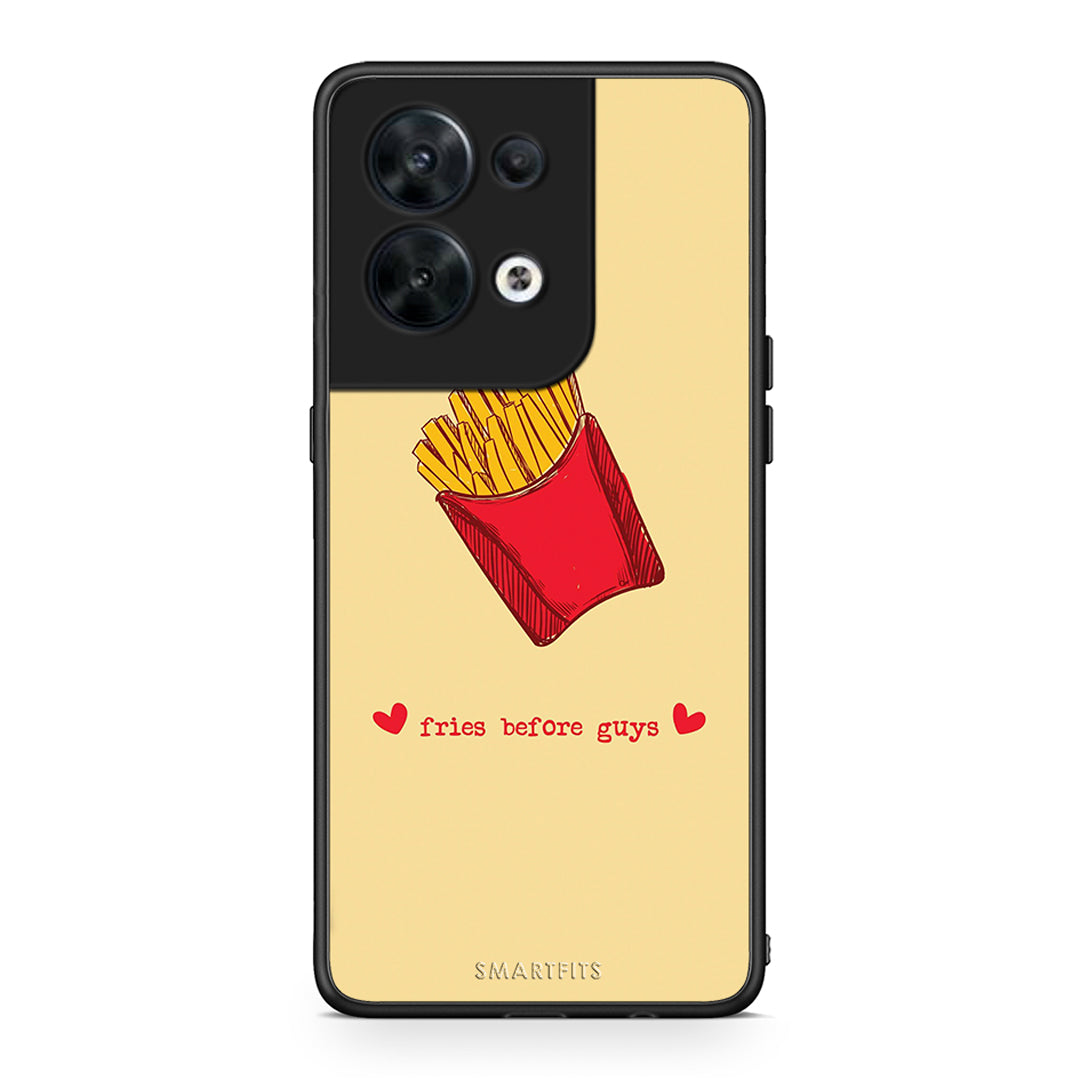 Θήκη Oppo Reno8 5G Fries Before Guys από τη Smartfits με σχέδιο στο πίσω μέρος και μαύρο περίβλημα | Oppo Reno8 5G Fries Before Guys Case with Colorful Back and Black Bezels