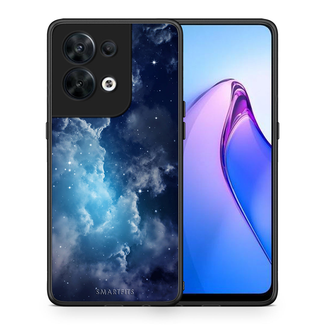 Θήκη Oppo Reno8 5G Galactic Blue Sky από τη Smartfits με σχέδιο στο πίσω μέρος και μαύρο περίβλημα | Oppo Reno8 5G Galactic Blue Sky Case with Colorful Back and Black Bezels