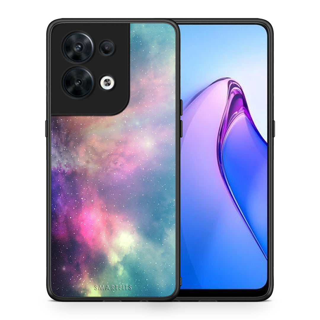 Θήκη Oppo Reno8 5G Galactic Rainbow από τη Smartfits με σχέδιο στο πίσω μέρος και μαύρο περίβλημα | Oppo Reno8 5G Galactic Rainbow Case with Colorful Back and Black Bezels