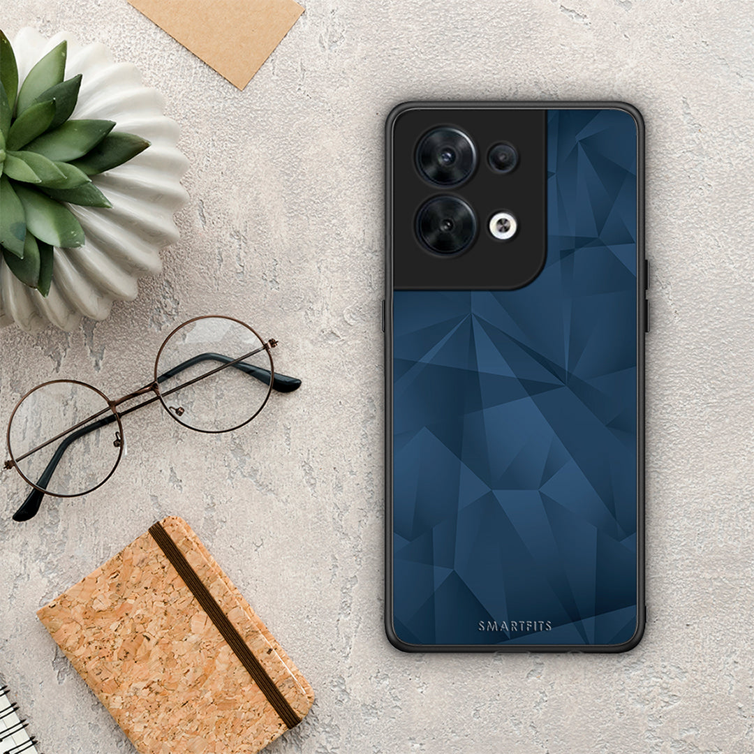 Θήκη Oppo Reno8 5G Geometric Blue Abstract από τη Smartfits με σχέδιο στο πίσω μέρος και μαύρο περίβλημα | Oppo Reno8 5G Geometric Blue Abstract Case with Colorful Back and Black Bezels