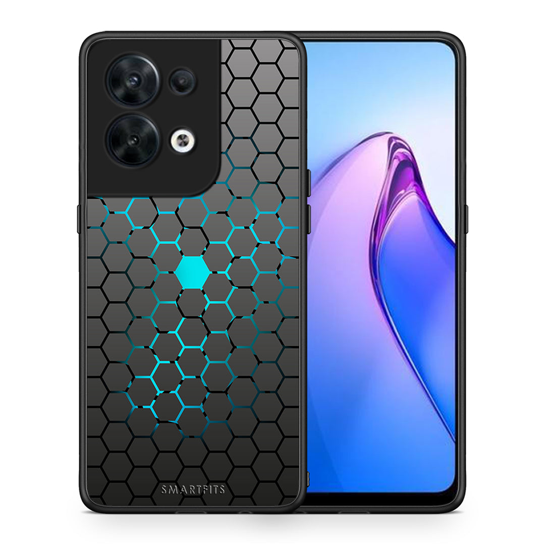 Θήκη Oppo Reno8 5G Geometric Hexagonal από τη Smartfits με σχέδιο στο πίσω μέρος και μαύρο περίβλημα | Oppo Reno8 5G Geometric Hexagonal Case with Colorful Back and Black Bezels