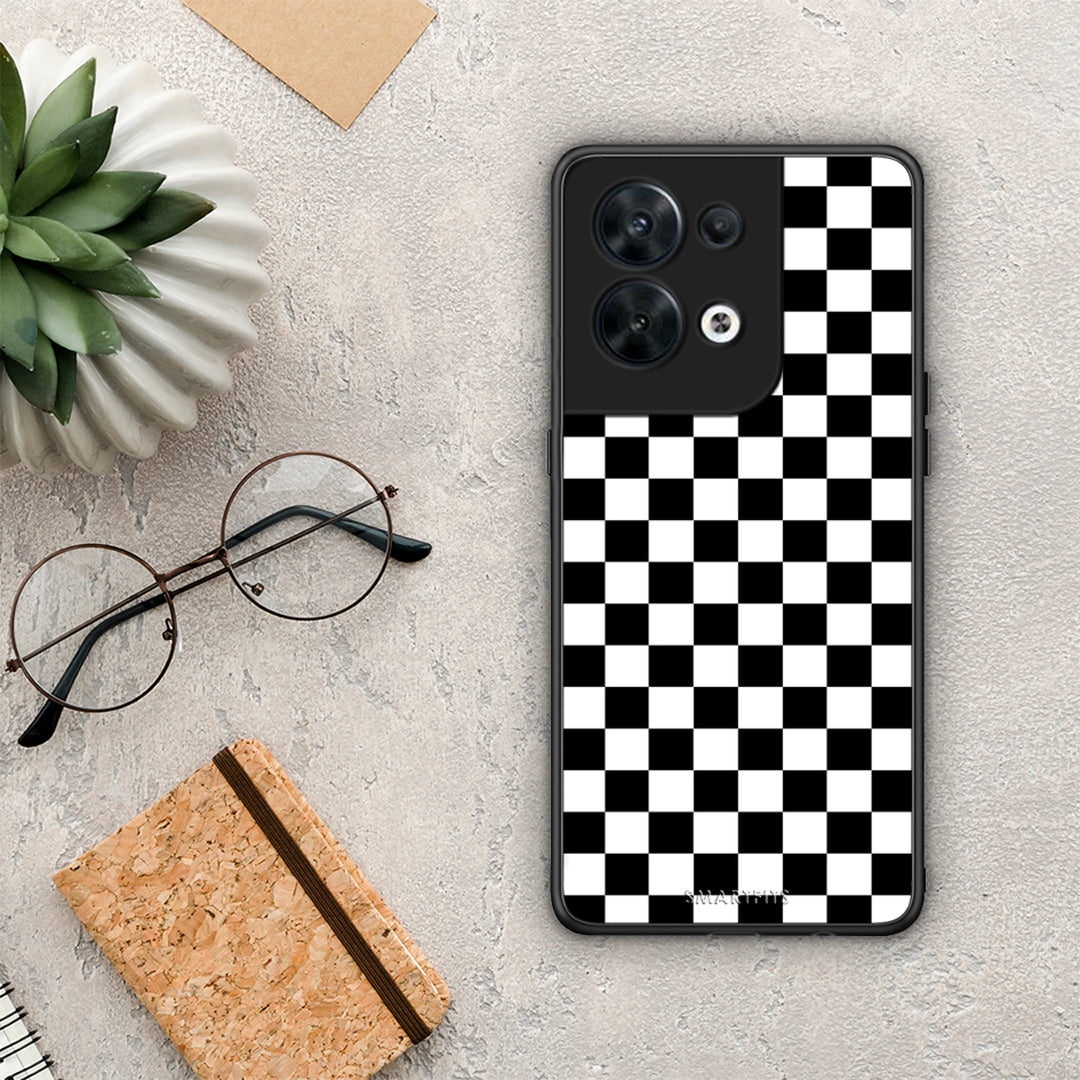 Θήκη Oppo Reno8 5G Geometric Squares από τη Smartfits με σχέδιο στο πίσω μέρος και μαύρο περίβλημα | Oppo Reno8 5G Geometric Squares Case with Colorful Back and Black Bezels