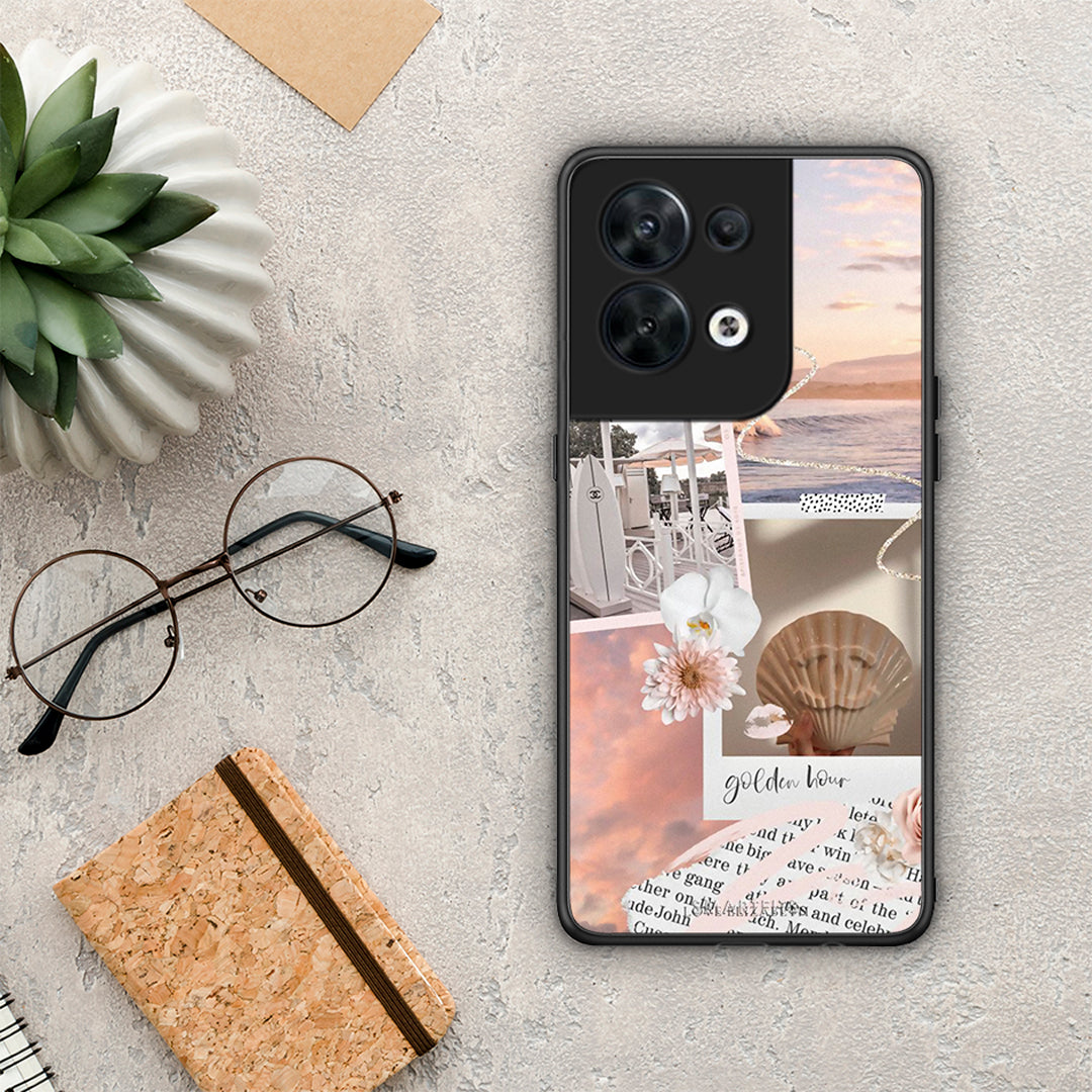 Θήκη Oppo Reno8 5G Golden Hour από τη Smartfits με σχέδιο στο πίσω μέρος και μαύρο περίβλημα | Oppo Reno8 5G Golden Hour Case with Colorful Back and Black Bezels