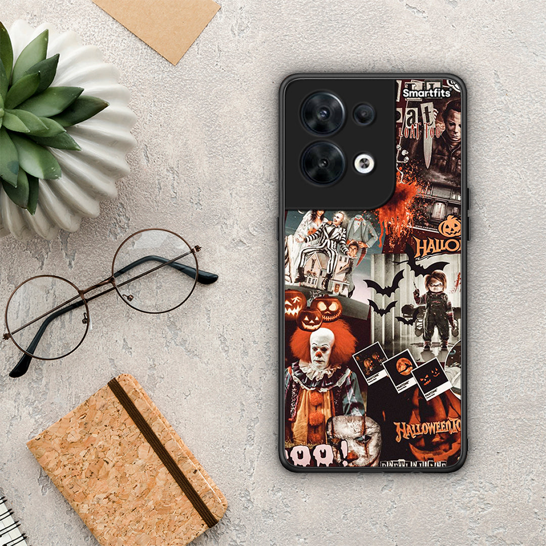 Θήκη Oppo Reno8 5G Halloween Spooky Season από τη Smartfits με σχέδιο στο πίσω μέρος και μαύρο περίβλημα | Oppo Reno8 5G Halloween Spooky Season Case with Colorful Back and Black Bezels