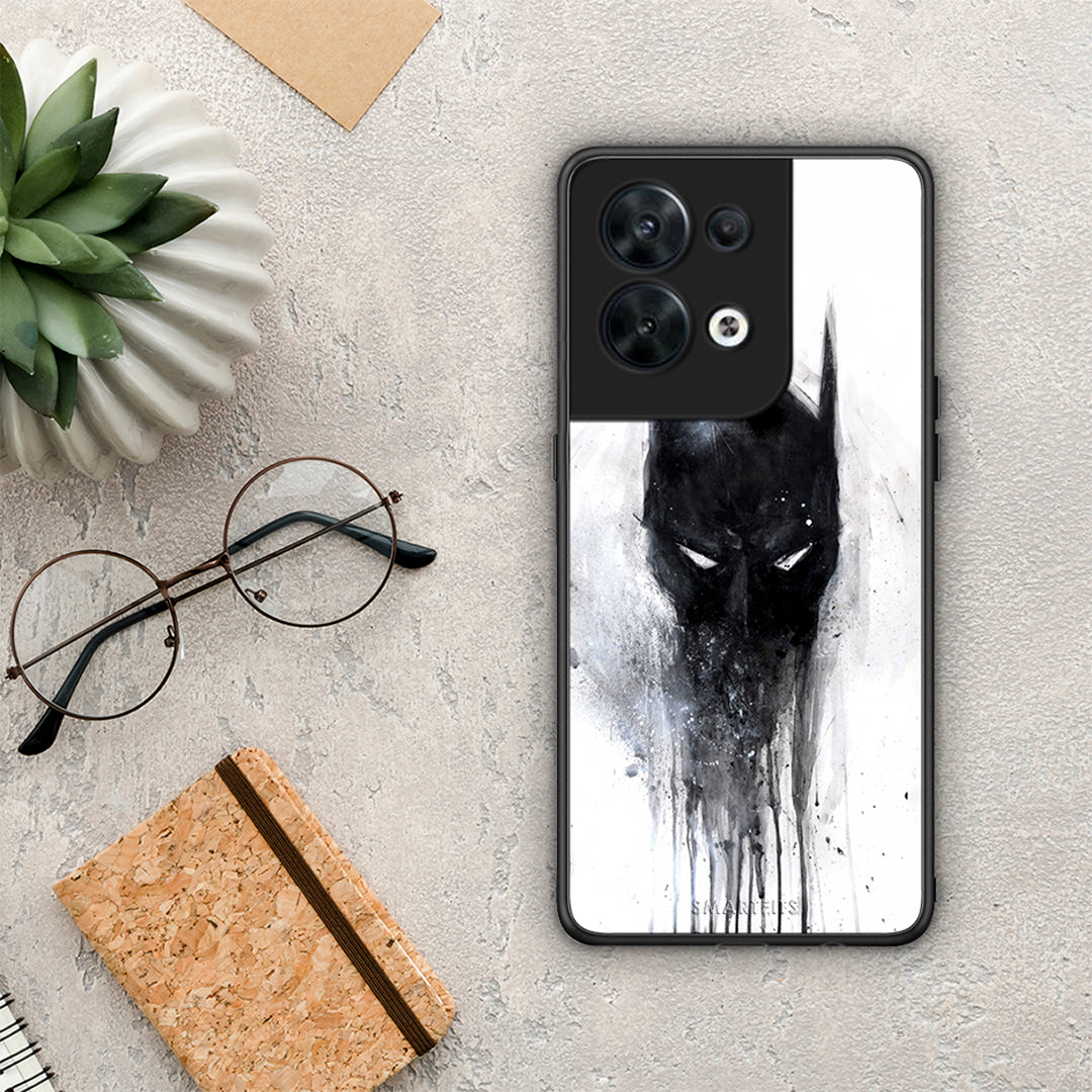 Θήκη Oppo Reno8 5G Hero Paint Bat από τη Smartfits με σχέδιο στο πίσω μέρος και μαύρο περίβλημα | Oppo Reno8 5G Hero Paint Bat Case with Colorful Back and Black Bezels