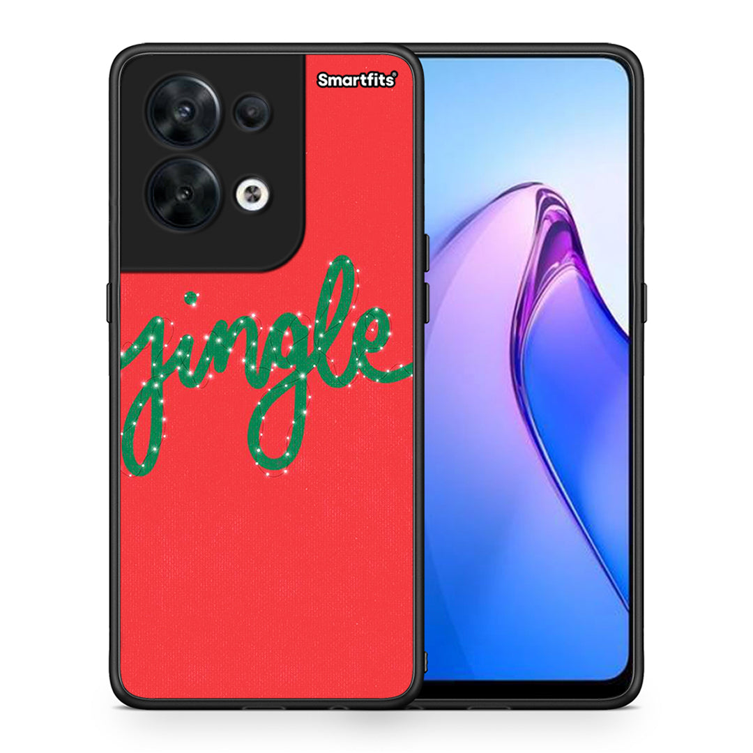 Θήκη Oppo Reno8 5G Jingle Xmas από τη Smartfits με σχέδιο στο πίσω μέρος και μαύρο περίβλημα | Oppo Reno8 5G Jingle Xmas Case with Colorful Back and Black Bezels