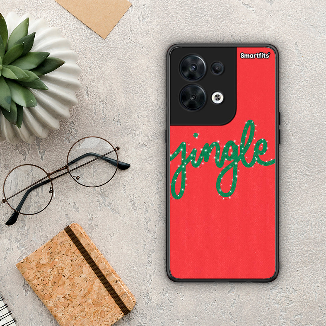 Θήκη Oppo Reno8 5G Jingle Xmas από τη Smartfits με σχέδιο στο πίσω μέρος και μαύρο περίβλημα | Oppo Reno8 5G Jingle Xmas Case with Colorful Back and Black Bezels