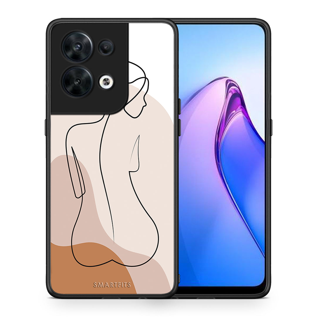 Θήκη Oppo Reno8 5G LineArt Woman από τη Smartfits με σχέδιο στο πίσω μέρος και μαύρο περίβλημα | Oppo Reno8 5G LineArt Woman Case with Colorful Back and Black Bezels