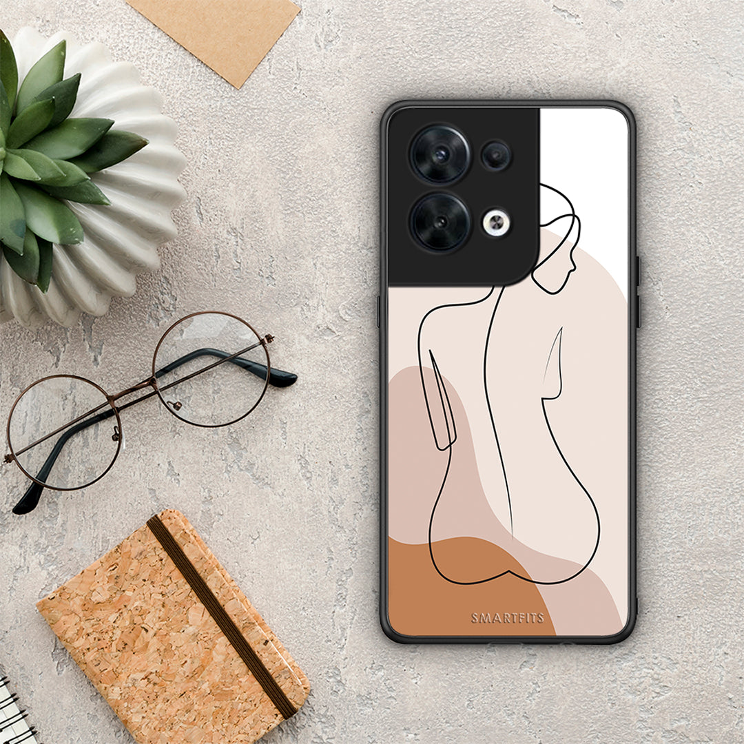 Θήκη Oppo Reno8 5G LineArt Woman από τη Smartfits με σχέδιο στο πίσω μέρος και μαύρο περίβλημα | Oppo Reno8 5G LineArt Woman Case with Colorful Back and Black Bezels