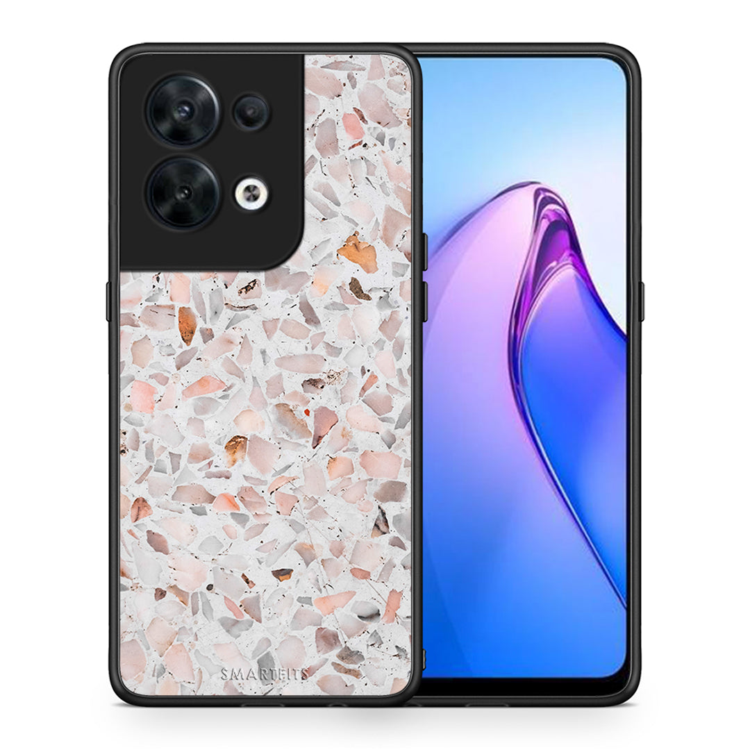 Θήκη Oppo Reno8 5G Marble Terrazzo από τη Smartfits με σχέδιο στο πίσω μέρος και μαύρο περίβλημα | Oppo Reno8 5G Marble Terrazzo Case with Colorful Back and Black Bezels