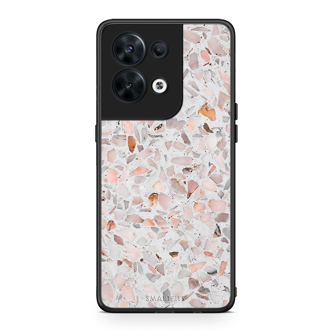 Θήκη Oppo Reno8 5G Marble Terrazzo από τη Smartfits με σχέδιο στο πίσω μέρος και μαύρο περίβλημα | Oppo Reno8 5G Marble Terrazzo Case with Colorful Back and Black Bezels