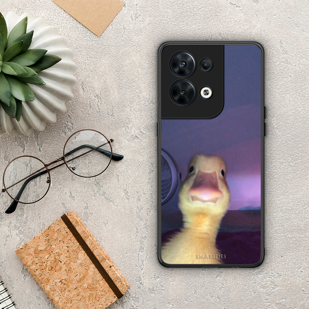 Θήκη Oppo Reno8 5G Meme Duck από τη Smartfits με σχέδιο στο πίσω μέρος και μαύρο περίβλημα | Oppo Reno8 5G Meme Duck Case with Colorful Back and Black Bezels