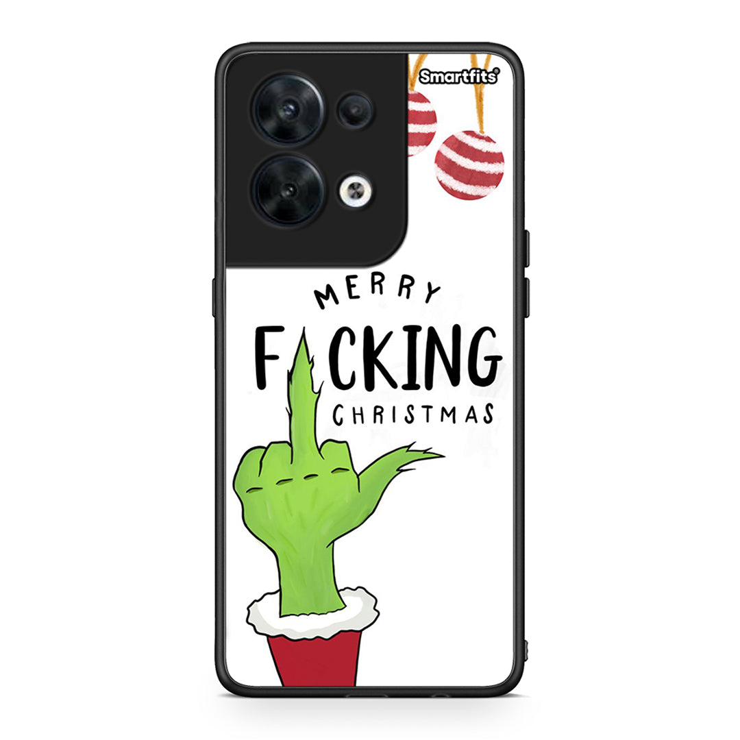 Θήκη Oppo Reno8 5G Merry F Xmas από τη Smartfits με σχέδιο στο πίσω μέρος και μαύρο περίβλημα | Oppo Reno8 5G Merry F Xmas Case with Colorful Back and Black Bezels