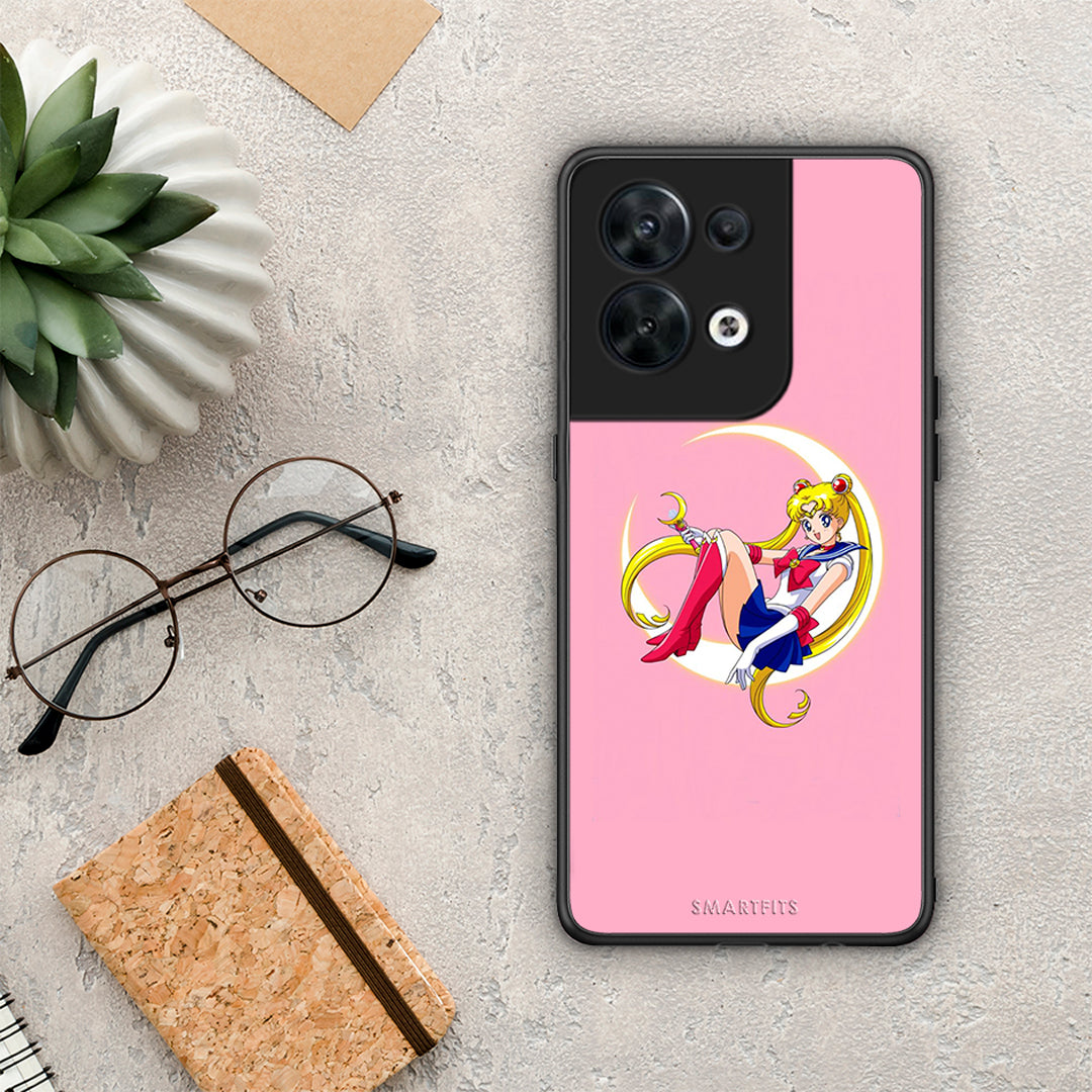 Θήκη Oppo Reno8 5G Moon Girl από τη Smartfits με σχέδιο στο πίσω μέρος και μαύρο περίβλημα | Oppo Reno8 5G Moon Girl Case with Colorful Back and Black Bezels