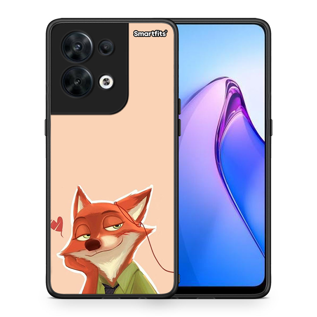 Θήκη Oppo Reno8 5G Nick Wilde And Judy Hopps Love 1 από τη Smartfits με σχέδιο στο πίσω μέρος και μαύρο περίβλημα | Oppo Reno8 5G Nick Wilde And Judy Hopps Love 1 Case with Colorful Back and Black Bezels