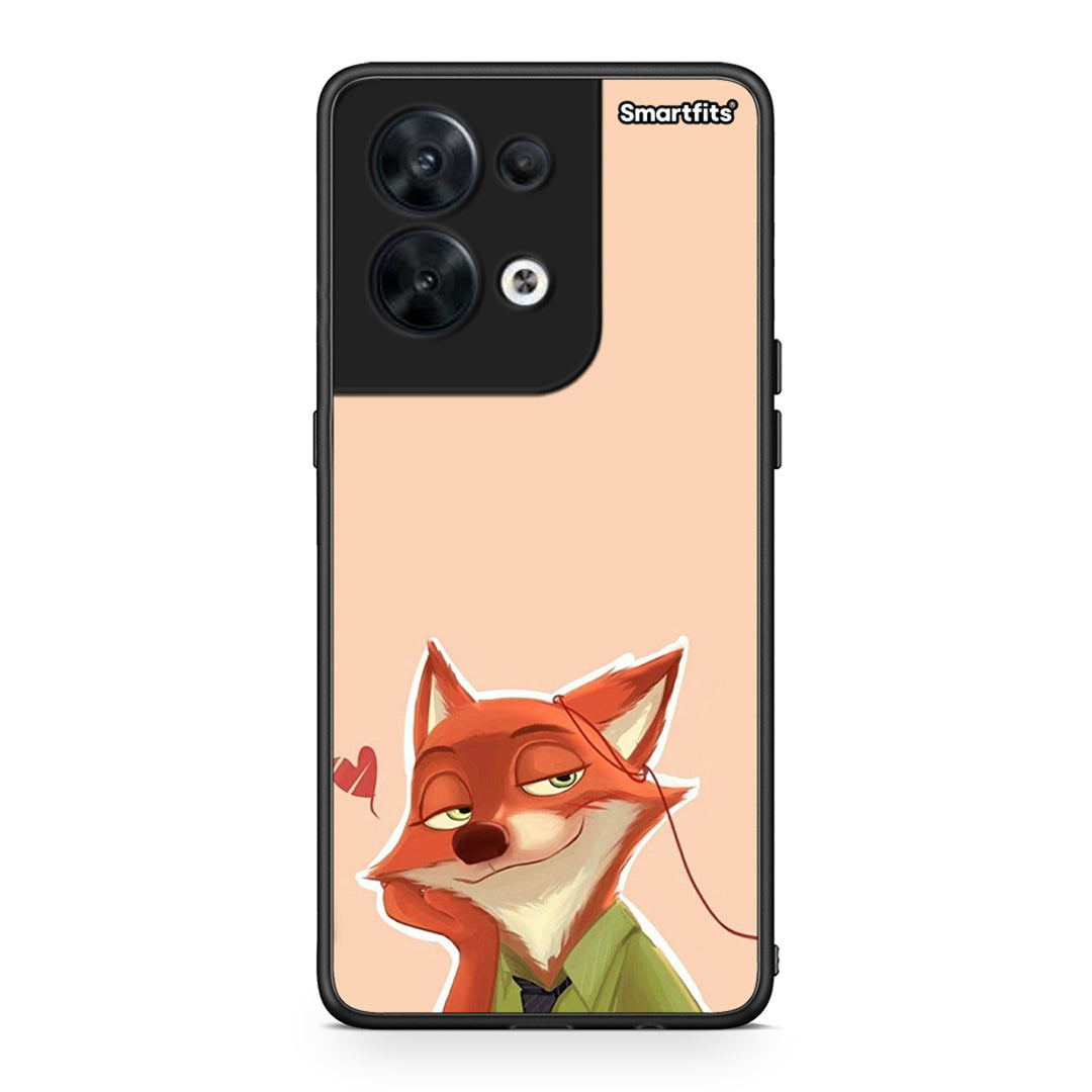 Θήκη Oppo Reno8 5G Nick Wilde And Judy Hopps Love 1 από τη Smartfits με σχέδιο στο πίσω μέρος και μαύρο περίβλημα | Oppo Reno8 5G Nick Wilde And Judy Hopps Love 1 Case with Colorful Back and Black Bezels