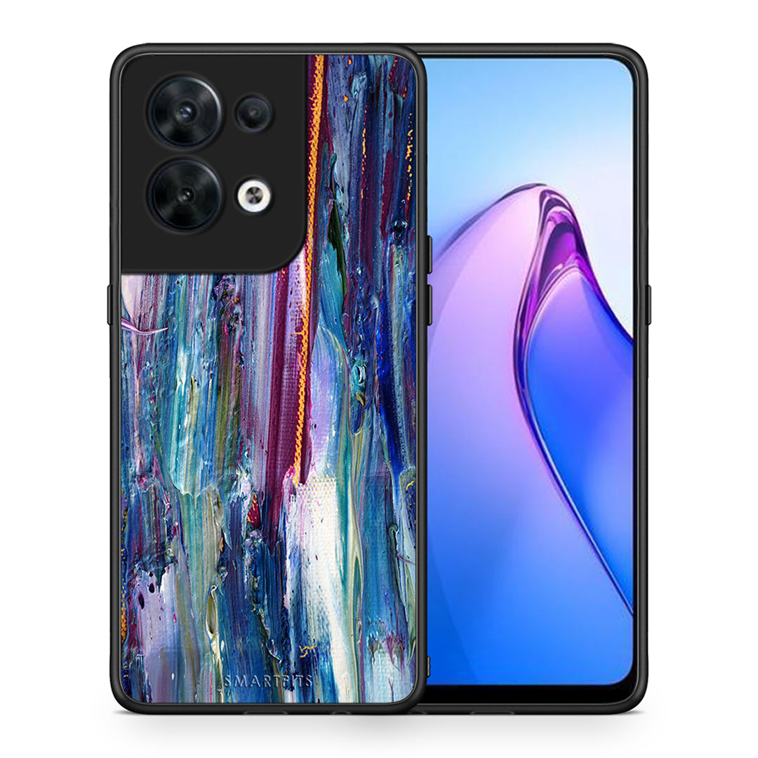 Θήκη Oppo Reno8 5G Paint Winter από τη Smartfits με σχέδιο στο πίσω μέρος και μαύρο περίβλημα | Oppo Reno8 5G Paint Winter Case with Colorful Back and Black Bezels