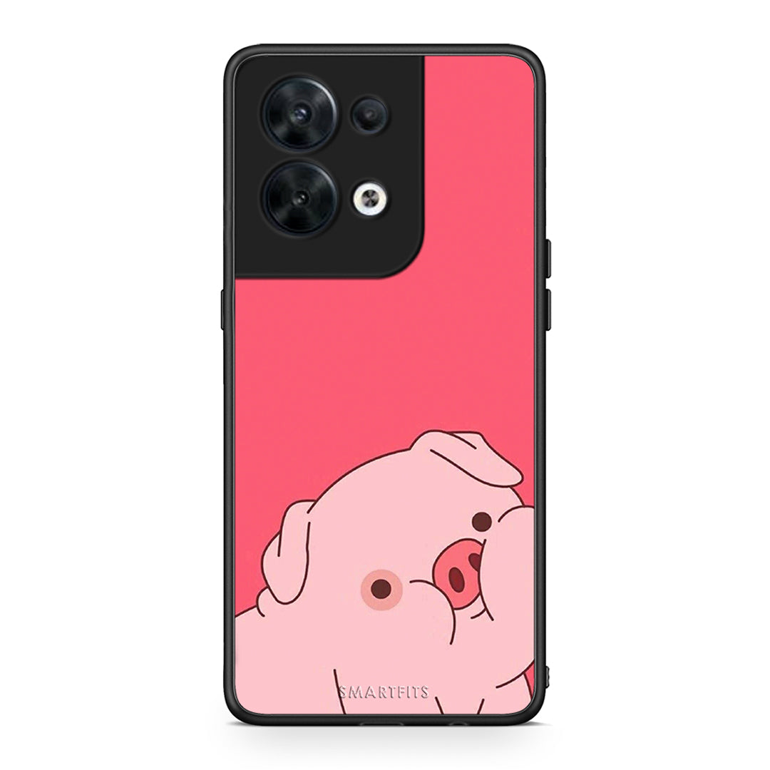 Θήκη Oppo Reno8 5G Pig Love 1 από τη Smartfits με σχέδιο στο πίσω μέρος και μαύρο περίβλημα | Oppo Reno8 5G Pig Love 1 Case with Colorful Back and Black Bezels