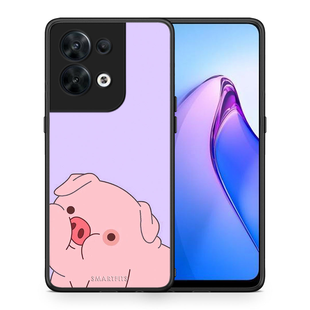 Θήκη Oppo Reno8 5G Pig Love 2 από τη Smartfits με σχέδιο στο πίσω μέρος και μαύρο περίβλημα | Oppo Reno8 5G Pig Love 2 Case with Colorful Back and Black Bezels