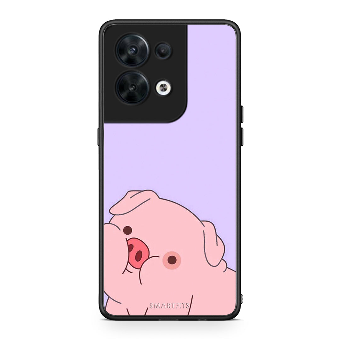 Θήκη Oppo Reno8 5G Pig Love 2 από τη Smartfits με σχέδιο στο πίσω μέρος και μαύρο περίβλημα | Oppo Reno8 5G Pig Love 2 Case with Colorful Back and Black Bezels