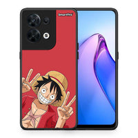 Thumbnail for Θήκη Oppo Reno8 5G Pirate Luffy από τη Smartfits με σχέδιο στο πίσω μέρος και μαύρο περίβλημα | Oppo Reno8 5G Pirate Luffy Case with Colorful Back and Black Bezels