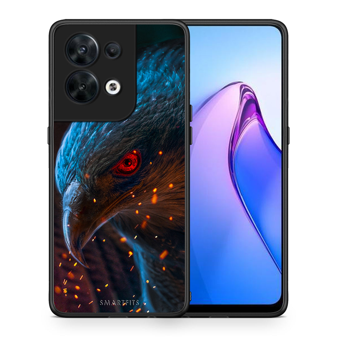 Θήκη Oppo Reno8 5G PopArt Eagle από τη Smartfits με σχέδιο στο πίσω μέρος και μαύρο περίβλημα | Oppo Reno8 5G PopArt Eagle Case with Colorful Back and Black Bezels