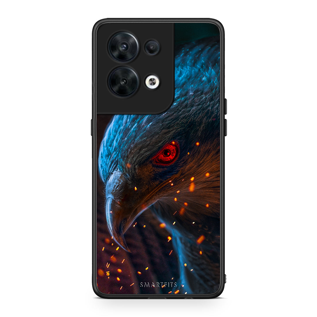 Θήκη Oppo Reno8 5G PopArt Eagle από τη Smartfits με σχέδιο στο πίσω μέρος και μαύρο περίβλημα | Oppo Reno8 5G PopArt Eagle Case with Colorful Back and Black Bezels