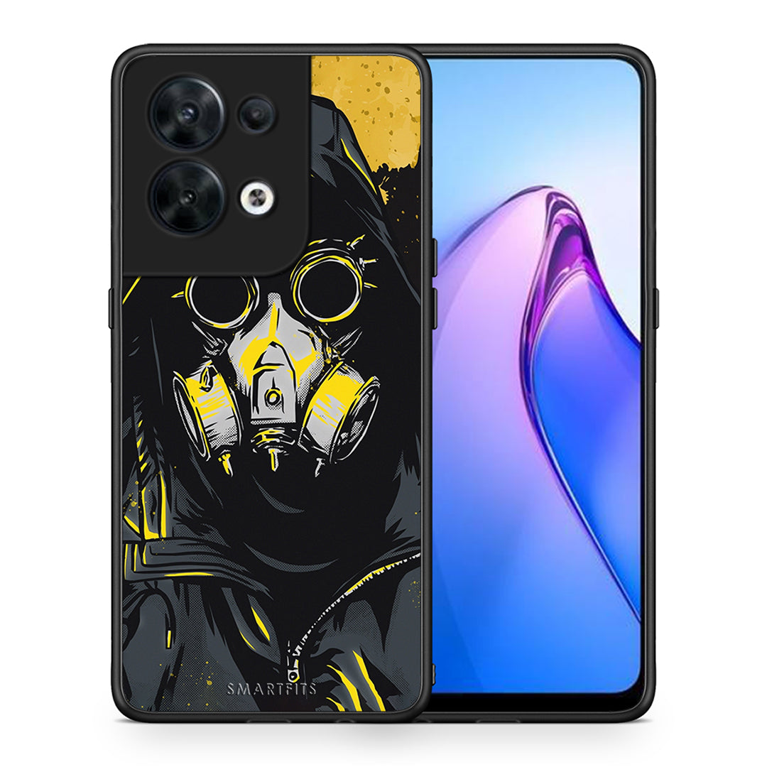 Θήκη Oppo Reno8 5G PopArt Mask από τη Smartfits με σχέδιο στο πίσω μέρος και μαύρο περίβλημα | Oppo Reno8 5G PopArt Mask Case with Colorful Back and Black Bezels