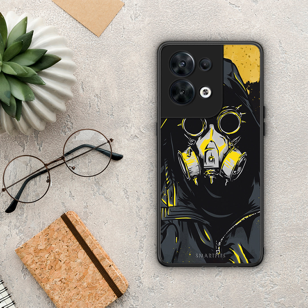 Θήκη Oppo Reno8 5G PopArt Mask από τη Smartfits με σχέδιο στο πίσω μέρος και μαύρο περίβλημα | Oppo Reno8 5G PopArt Mask Case with Colorful Back and Black Bezels