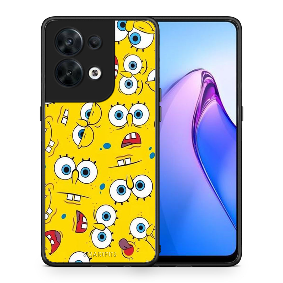 Θήκη Oppo Reno8 5G PopArt Sponge από τη Smartfits με σχέδιο στο πίσω μέρος και μαύρο περίβλημα | Oppo Reno8 5G PopArt Sponge Case with Colorful Back and Black Bezels