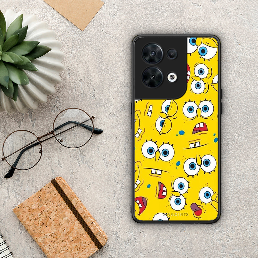 Θήκη Oppo Reno8 5G PopArt Sponge από τη Smartfits με σχέδιο στο πίσω μέρος και μαύρο περίβλημα | Oppo Reno8 5G PopArt Sponge Case with Colorful Back and Black Bezels