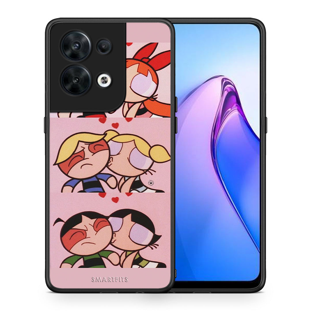 Θήκη Oppo Reno8 5G Puff Love από τη Smartfits με σχέδιο στο πίσω μέρος και μαύρο περίβλημα | Oppo Reno8 5G Puff Love Case with Colorful Back and Black Bezels