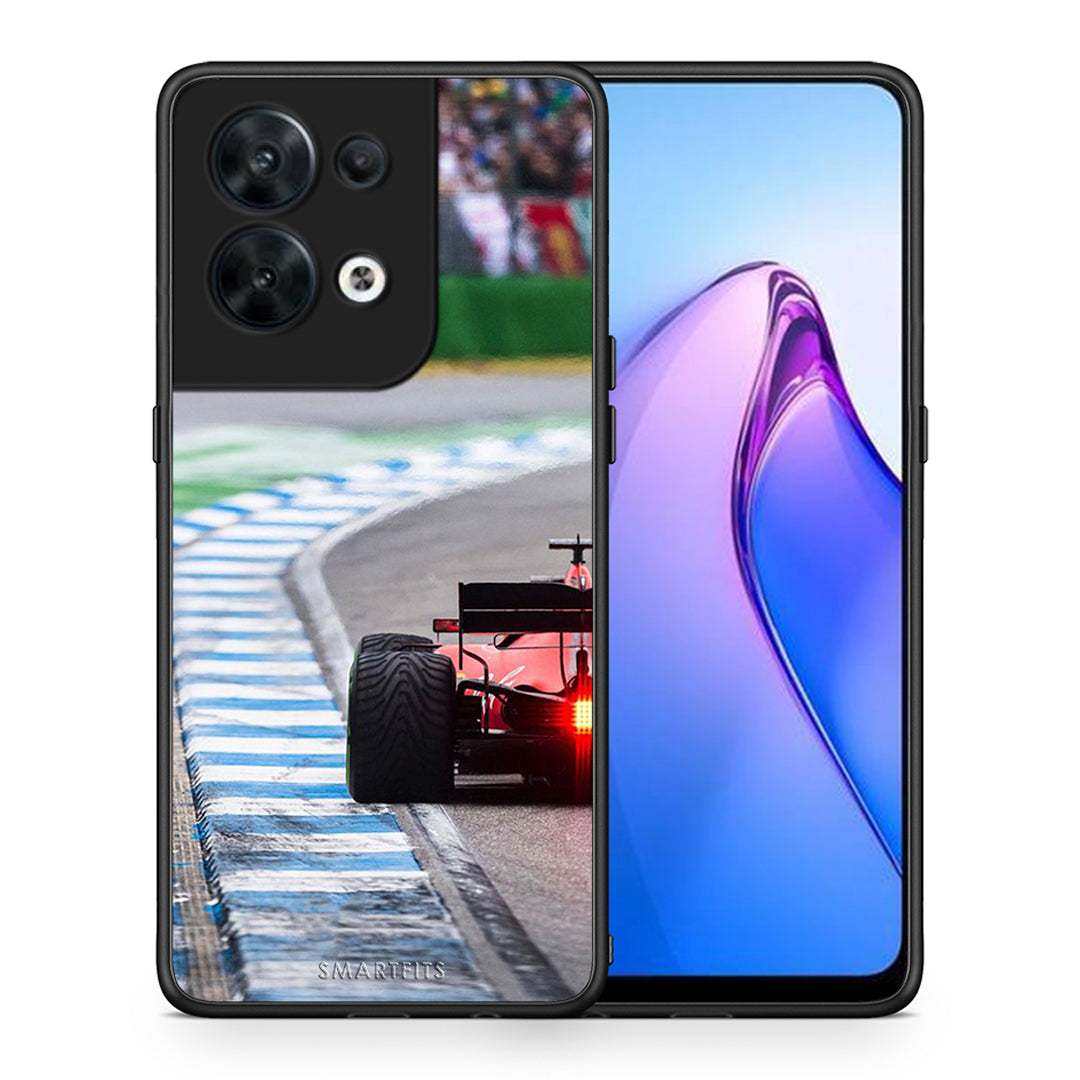 Θήκη Oppo Reno8 5G Racing Vibes από τη Smartfits με σχέδιο στο πίσω μέρος και μαύρο περίβλημα | Oppo Reno8 5G Racing Vibes Case with Colorful Back and Black Bezels