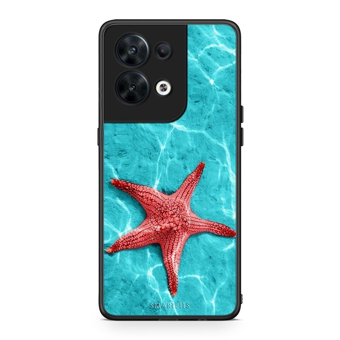 Θήκη Oppo Reno8 5G Red Starfish από τη Smartfits με σχέδιο στο πίσω μέρος και μαύρο περίβλημα | Oppo Reno8 5G Red Starfish Case with Colorful Back and Black Bezels