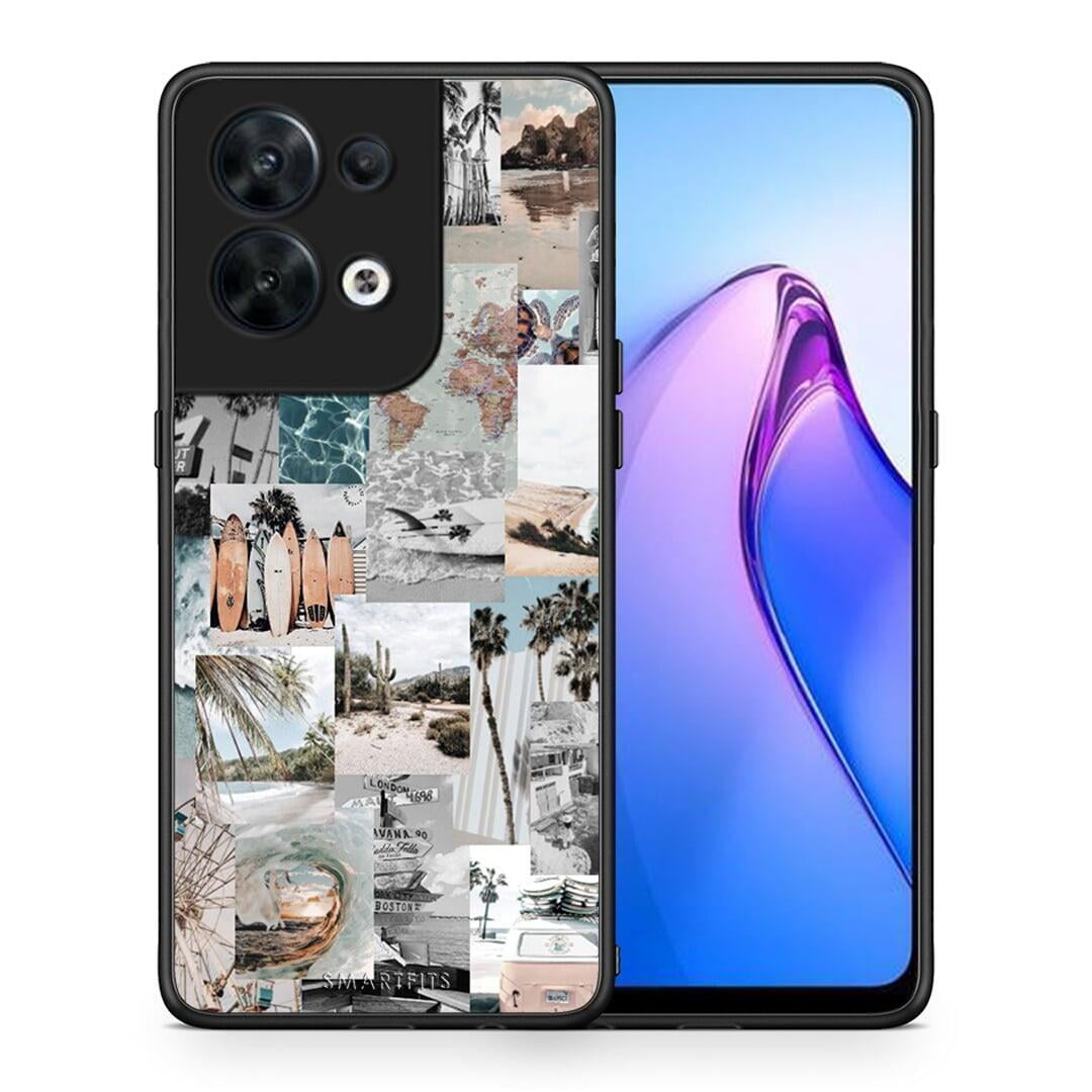 Θήκη Oppo Reno8 5G Retro Beach Life από τη Smartfits με σχέδιο στο πίσω μέρος και μαύρο περίβλημα | Oppo Reno8 5G Retro Beach Life Case with Colorful Back and Black Bezels