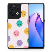 Thumbnail for Θήκη Oppo Reno8 5G Smiley Faces από τη Smartfits με σχέδιο στο πίσω μέρος και μαύρο περίβλημα | Oppo Reno8 5G Smiley Faces Case with Colorful Back and Black Bezels