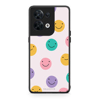 Thumbnail for Θήκη Oppo Reno8 5G Smiley Faces από τη Smartfits με σχέδιο στο πίσω μέρος και μαύρο περίβλημα | Oppo Reno8 5G Smiley Faces Case with Colorful Back and Black Bezels