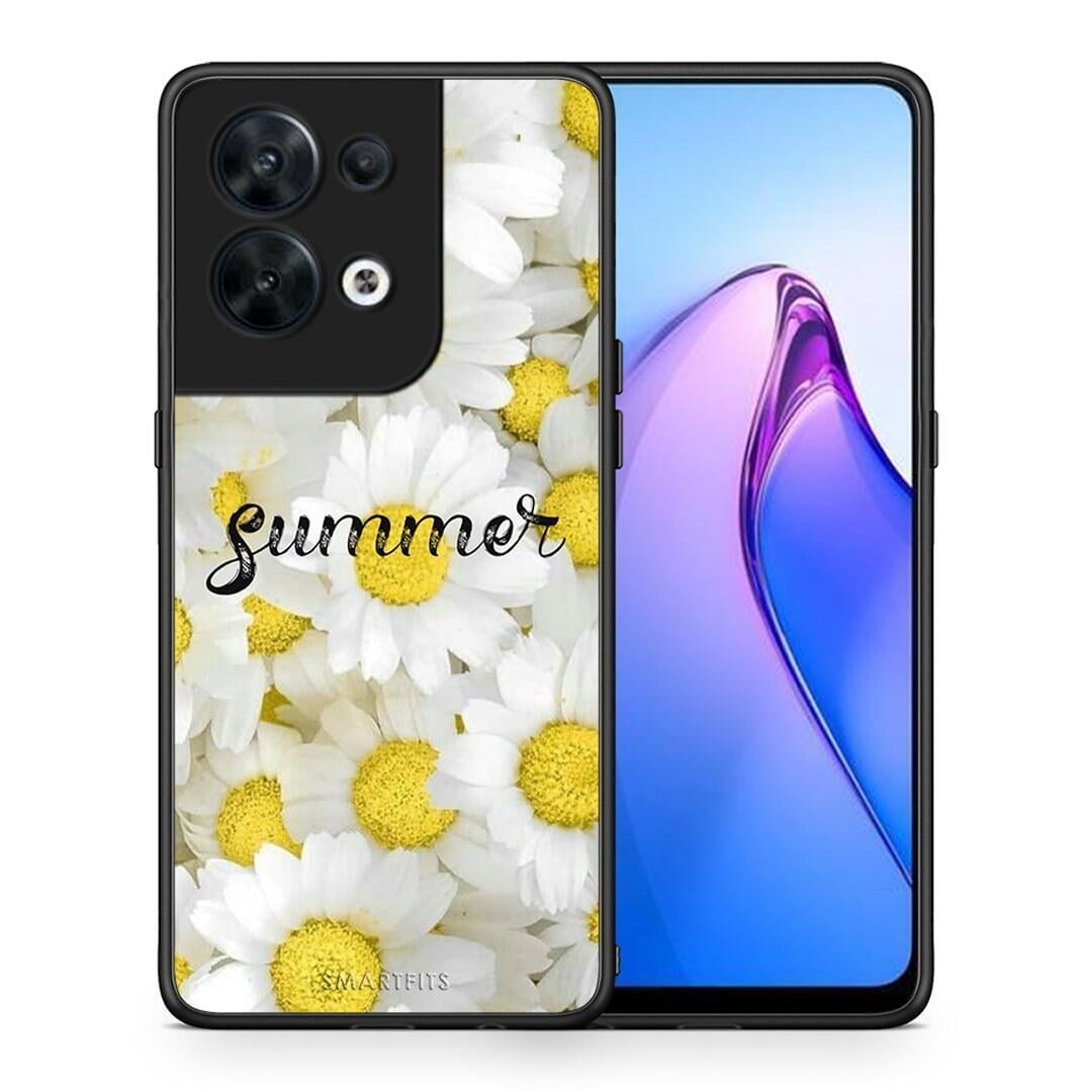 Θήκη Oppo Reno8 5G Summer Daisies από τη Smartfits με σχέδιο στο πίσω μέρος και μαύρο περίβλημα | Oppo Reno8 5G Summer Daisies Case with Colorful Back and Black Bezels