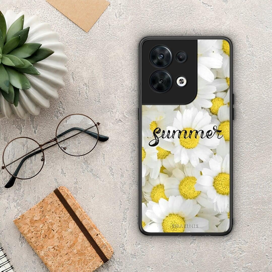 Θήκη Oppo Reno8 5G Summer Daisies από τη Smartfits με σχέδιο στο πίσω μέρος και μαύρο περίβλημα | Oppo Reno8 5G Summer Daisies Case with Colorful Back and Black Bezels