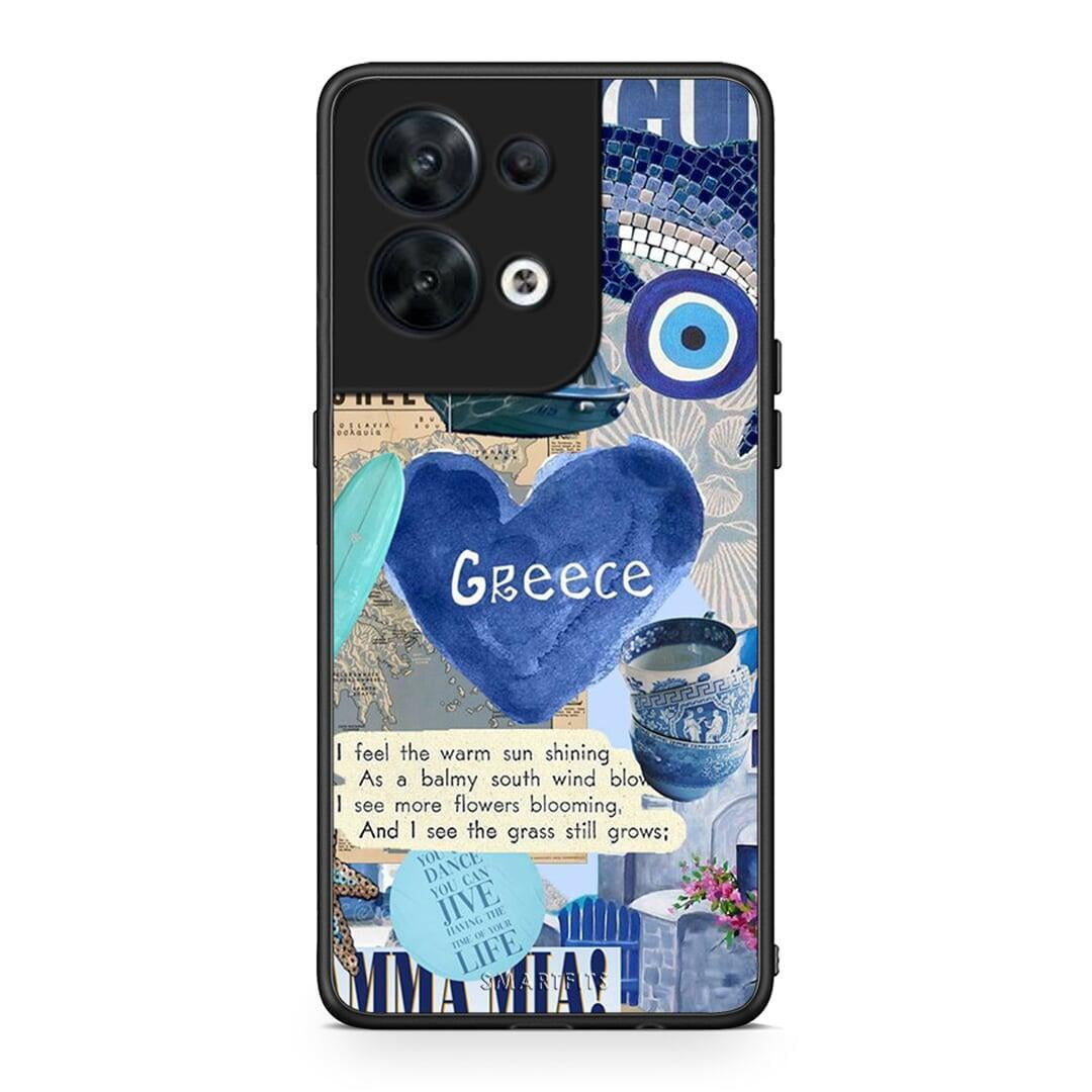 Θήκη Oppo Reno8 5G Summer In Greece από τη Smartfits με σχέδιο στο πίσω μέρος και μαύρο περίβλημα | Oppo Reno8 5G Summer In Greece Case with Colorful Back and Black Bezels