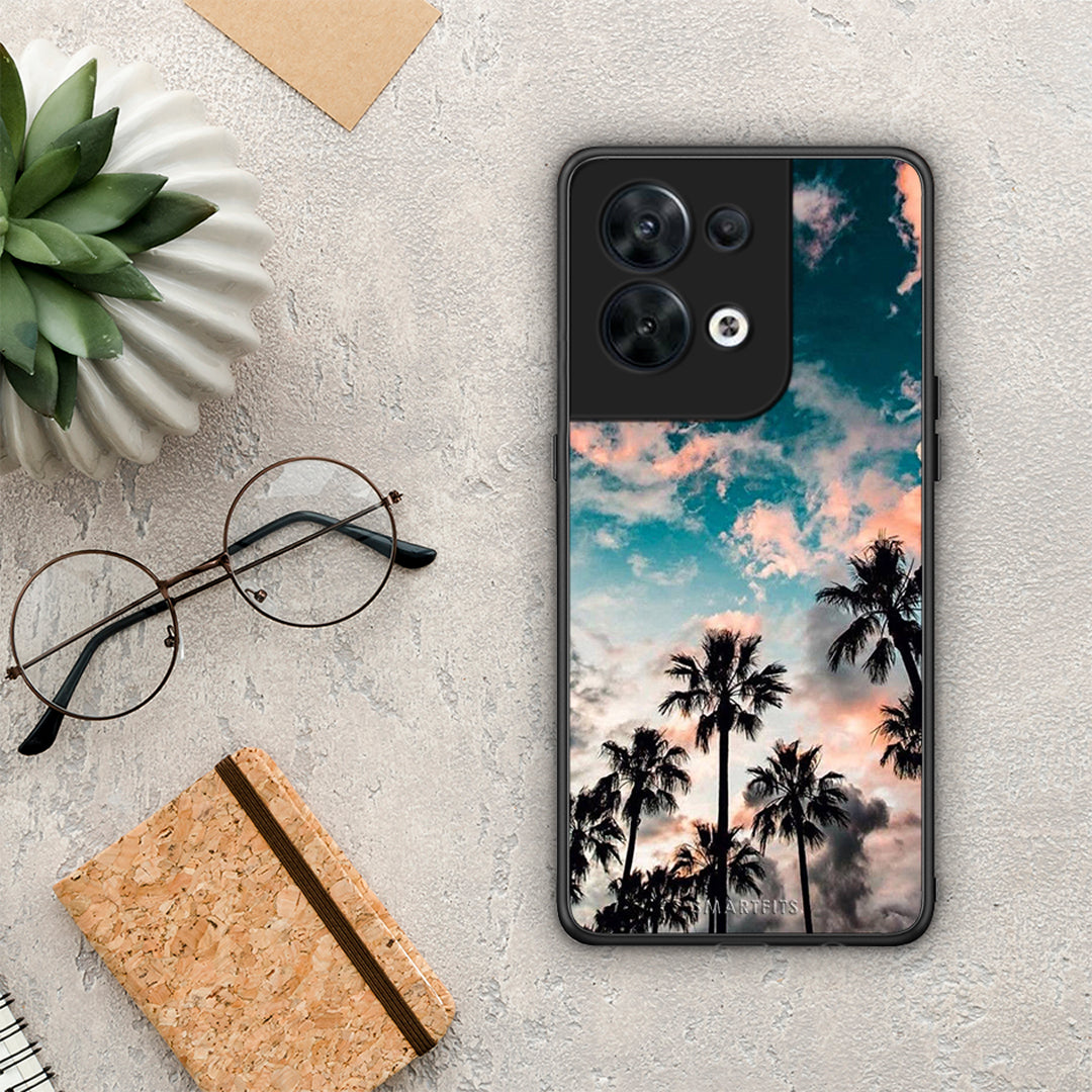 Θήκη Oppo Reno8 5G Summer Sky από τη Smartfits με σχέδιο στο πίσω μέρος και μαύρο περίβλημα | Oppo Reno8 5G Summer Sky Case with Colorful Back and Black Bezels