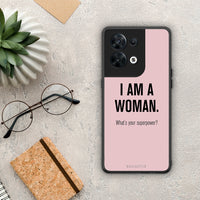 Thumbnail for Θήκη Oppo Reno8 5G Superpower Woman από τη Smartfits με σχέδιο στο πίσω μέρος και μαύρο περίβλημα | Oppo Reno8 5G Superpower Woman Case with Colorful Back and Black Bezels