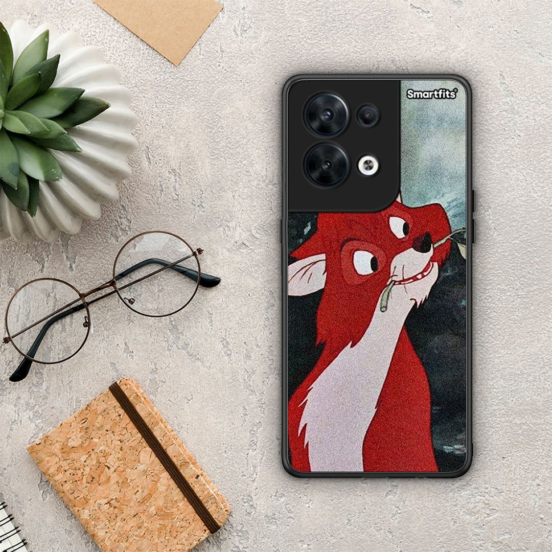 Θήκη Oppo Reno8 5G Tod And Vixey Love 1 από τη Smartfits με σχέδιο στο πίσω μέρος και μαύρο περίβλημα | Oppo Reno8 5G Tod And Vixey Love 1 Case with Colorful Back and Black Bezels