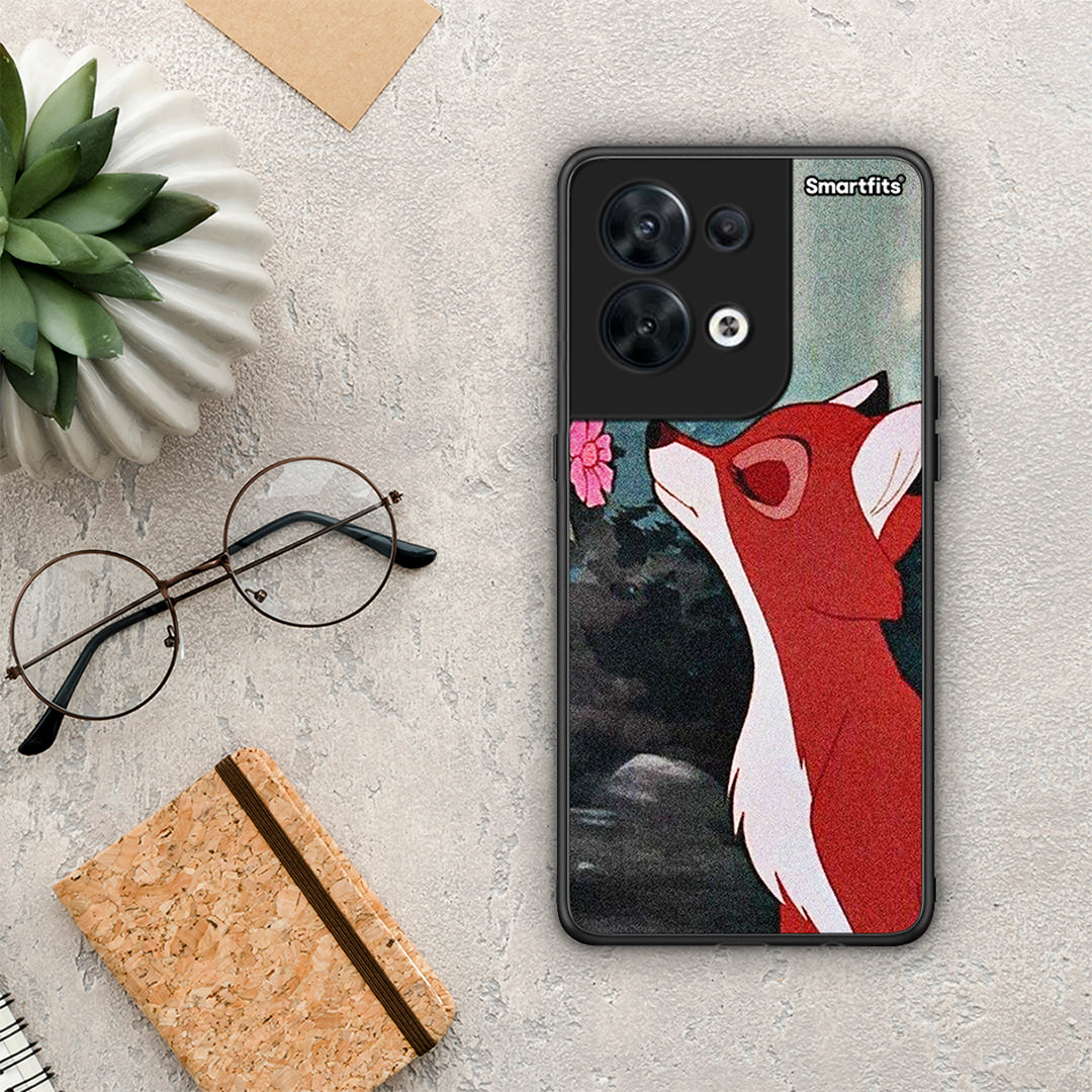 Θήκη Oppo Reno8 5G Tod And Vixey Love 2 από τη Smartfits με σχέδιο στο πίσω μέρος και μαύρο περίβλημα | Oppo Reno8 5G Tod And Vixey Love 2 Case with Colorful Back and Black Bezels