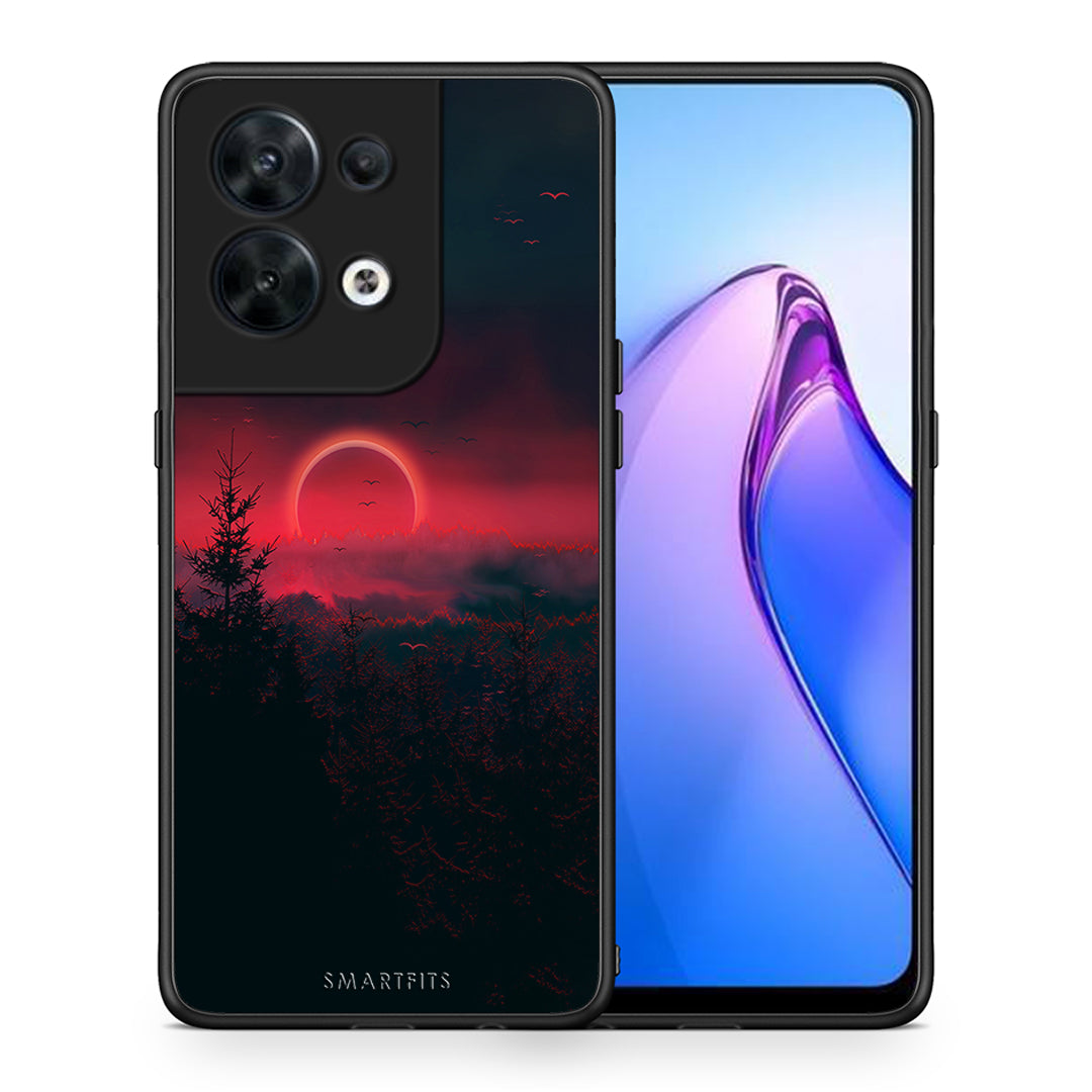 Θήκη Oppo Reno8 5G Tropic Sunset από τη Smartfits με σχέδιο στο πίσω μέρος και μαύρο περίβλημα | Oppo Reno8 5G Tropic Sunset Case with Colorful Back and Black Bezels